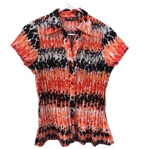 APT. 9 Women’s VIBRANT Accordion PLEATED Button Down Shirt Size Medium
